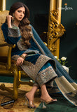 Winter Heavy Embroidered Velvet Dress with Silk Trouser-KP524