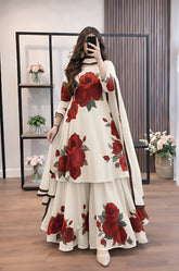 Kashaf - 3 piece Lawn silk frock style Printed suit -KP1221