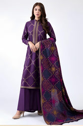 Kp603-WINTER 3-Pc Embroidered Dhanak Suit with Heavy Embroidered Dhanak Shawll