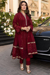 Azure -SUMMER 3 Piece Unstitched Heavy Embroidered Lawn Suit With Heavy Embroidered Chiffon Dupatta - KP733