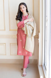 KP611-WINTER 3PC Dhanak suit with Dhanak Shawll