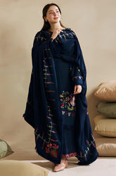 Kp601-WINTER 3-Pc Embroidered Dhanak Suit with Heavy Embroidered Dhanak Shawll