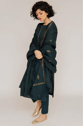 kp566-WINTER 3PC Dhannak Embroidered Suit with Dhanak Embroidered Shawll