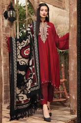 KP520-WINTER 3PC Dhannak Embroidered suit with Printed Shawll