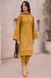 KP618-WINTER 3PC Dhannak Embroidered suit with Printed Shawll