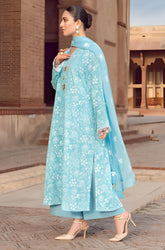 KP202-Bareeze -Embroidered 3pc lawn dress with embroidered chiffon dupatta