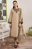 KP913-WINTER 3PC Dhannak Embroidered suit with Printed Shawll