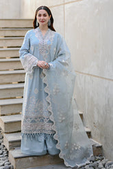 KP1037 - QALAMKAR 3PC Lawn Embroidered Suit