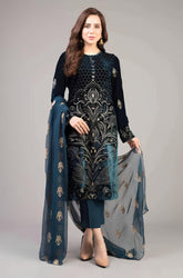 KP213-Bareeze 3PC Lawn Front Full Embroidered Back Bazo Embroidered Bember Dupatta