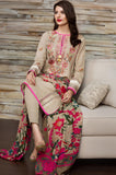 kp530-WINTER 3PC Dhanak Embroidered Suit with Printed Wool Shawll