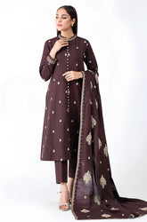 Kp604-WINTER 3-Pc Embroidered Dhanak Suit with Heavy Embroidered Dhanak Shawll