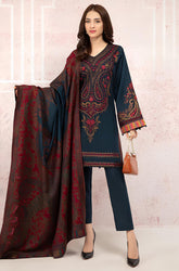 kp582-Winter 3PC Khaddar Embroidered Suit with Printed Wool Shawll