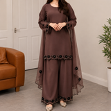 Bunaai - Winter-3PC Shamooz Silk Embroidered Suit - kp1312