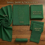 KP1264_Premium Emerald Green 3-Piece Unstitched Suit with Matching Shawl
