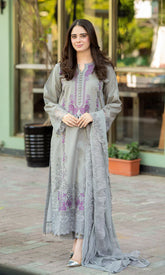 KP1047 - Mushq - 3PC Lawn ChickenKari Embroidered Suit