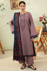 izel - Winter 3PC Dhanak Embroidered Suit - kp33106
