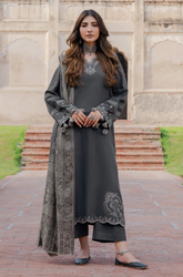 izel - Winter 3PC Dhanak Embroidered Suit - kp33112