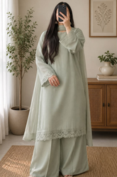 Bunaai - Summer-3PC Lawn Embroidered Suit - kp1247