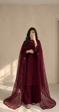 Bunaai - Winter-3PC Shamooz Silk Embroidered Suit - kp1314