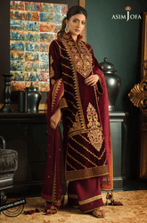 Asim jofa Embroidered Velvet 3piece suit - KP2012