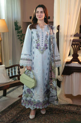KP1040 - Qalamkar - 3PC Lawn ChickenKari Embroidered Suit