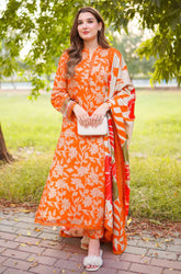 Summer 3PC Lawn Digital Print Dress - KP1106