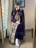 Kashaf - Velvet Dress with Printed Dhanak Shawl kp33117