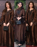 Dananeer - Winter-3PC Shamooz Silk Embroidered Suit - kp1327