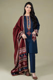 KP522-WINTER 3PC Linen Embroidered suit with Embroidered Shawll