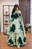 Kashaf - 3 piece Lawn frock style Printed suit -KP1232