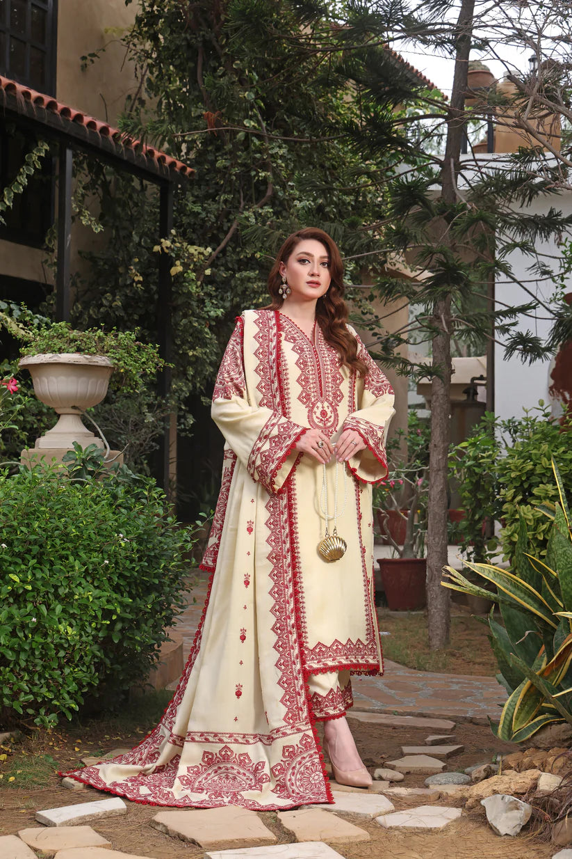 Asim Jofa - Winter 3PC Dhanak Embroidered Suit - kp3383