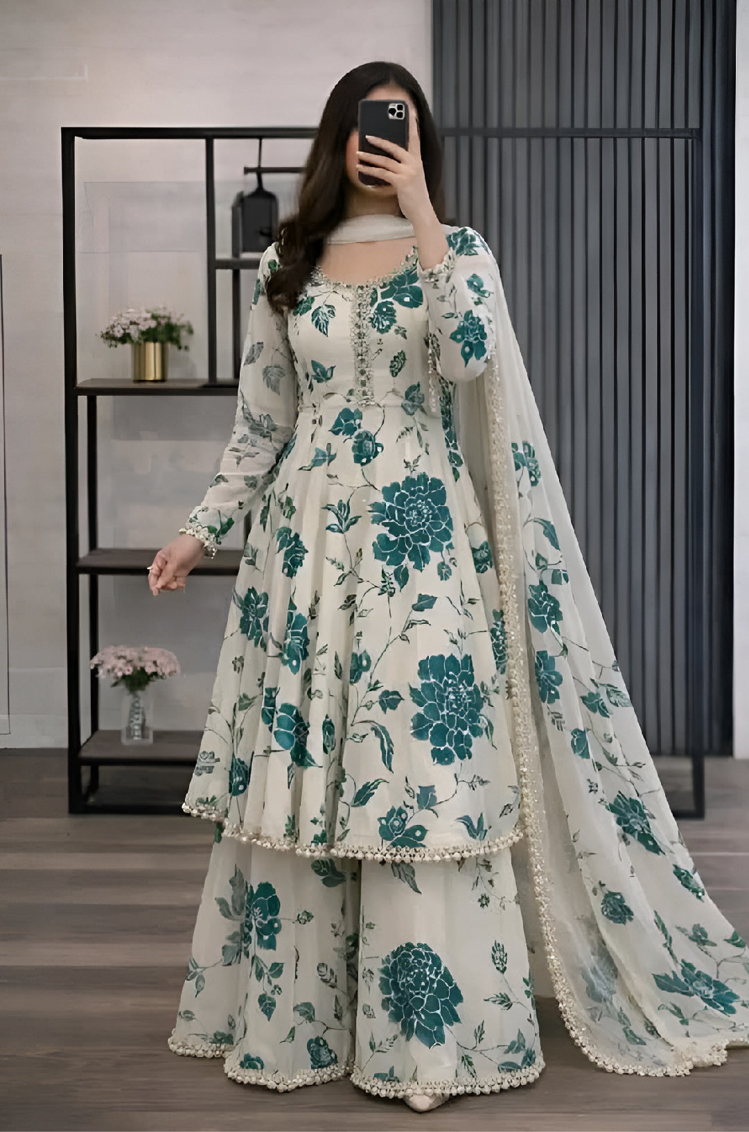 Kashaf - 3 piece Lawn frock style Printed suit -KP1225