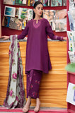 KP581-WINTER 3PC Dhannak Embroidered suit with Printed Shawll
