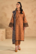 Baroque - Winter 3PC Dhannak Embroidered suit with Printed Shawll-KP631