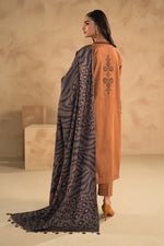 Baroque - Winter 3PC Dhannak Embroidered suit with Printed Shawll-KP631