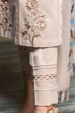 WINTER 3PC Dhannak Embroidered suit with Printed Shawll-KP589