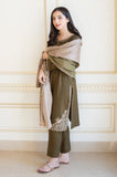 kp612-WINTER 3PC Dhanak suit with Embroidered Shawll
