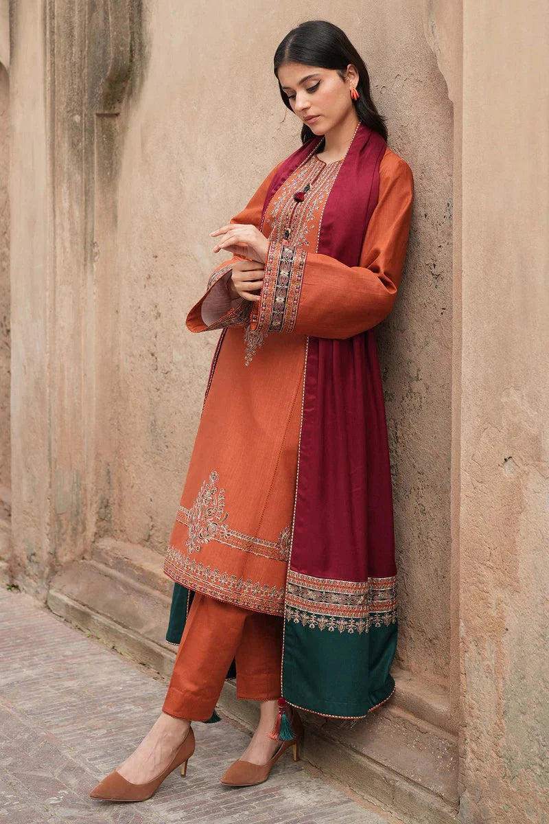 Jazmin - Winter 3PC Dhanak Embroidered Suit - kp3308
