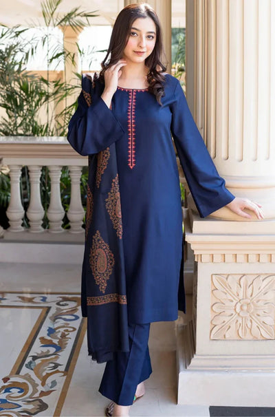 Aisling - Winter 3PC Dhanak Embroidered Suit - kp3353