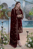 Azure Embroidered Velvet 3piece suit - KP2018