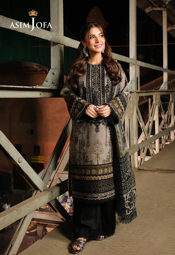 Asim Jofa - Winter 3PC Karandi Digital Print Dress - KP33410