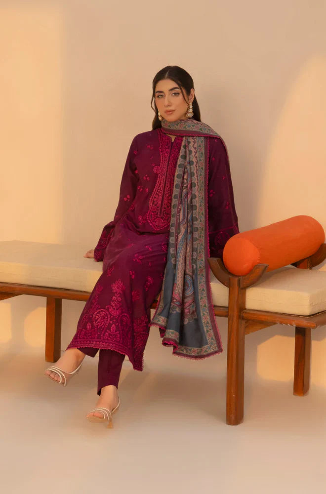 Mohagni - Winter 3PC Dhanak Embroidered Suit - kp3381