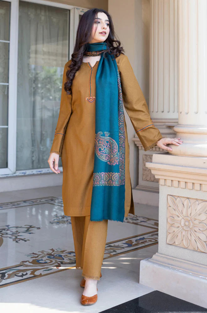 Asling - Winter 3PC Dhanak Embroidered Suit - KP3354
