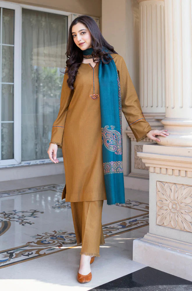 Asling - Winter 3PC Dhanak Embroidered Suit - KP3354