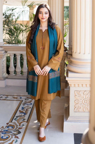 Aisling - Winter 3PC Dhanak Embroidered Suit - KP3354