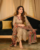 Bunaai - Winter 3PC Dhanak Embroidered Suit - kp33131
