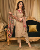 Bunaai - Winter 3PC Dhanak Embroidered Suit - kp33131