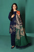 kp585-WINTER Nishat Blue Linen Embroidered three piece With Printed Wool Shawll