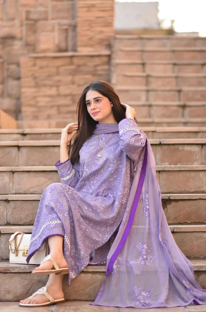 KP1020 - Breeze 3PC Lawn Embroidered Suit