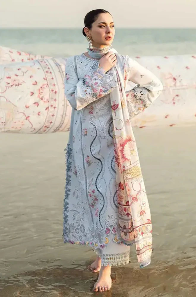 Qalamkar- 3PC ChickenKari Lawn Embroidered Suit- kp1080
